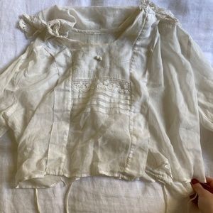 Vintage white linen lace top